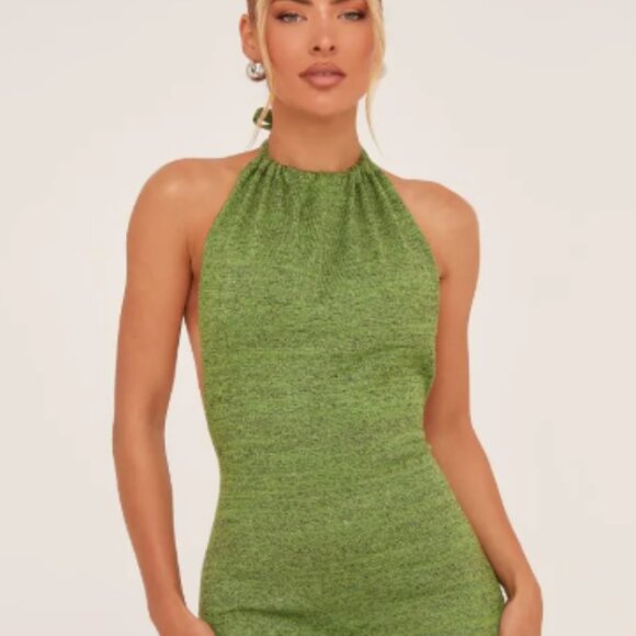 Green Halter Mini Dress – Size S - Picture 2 of 8
